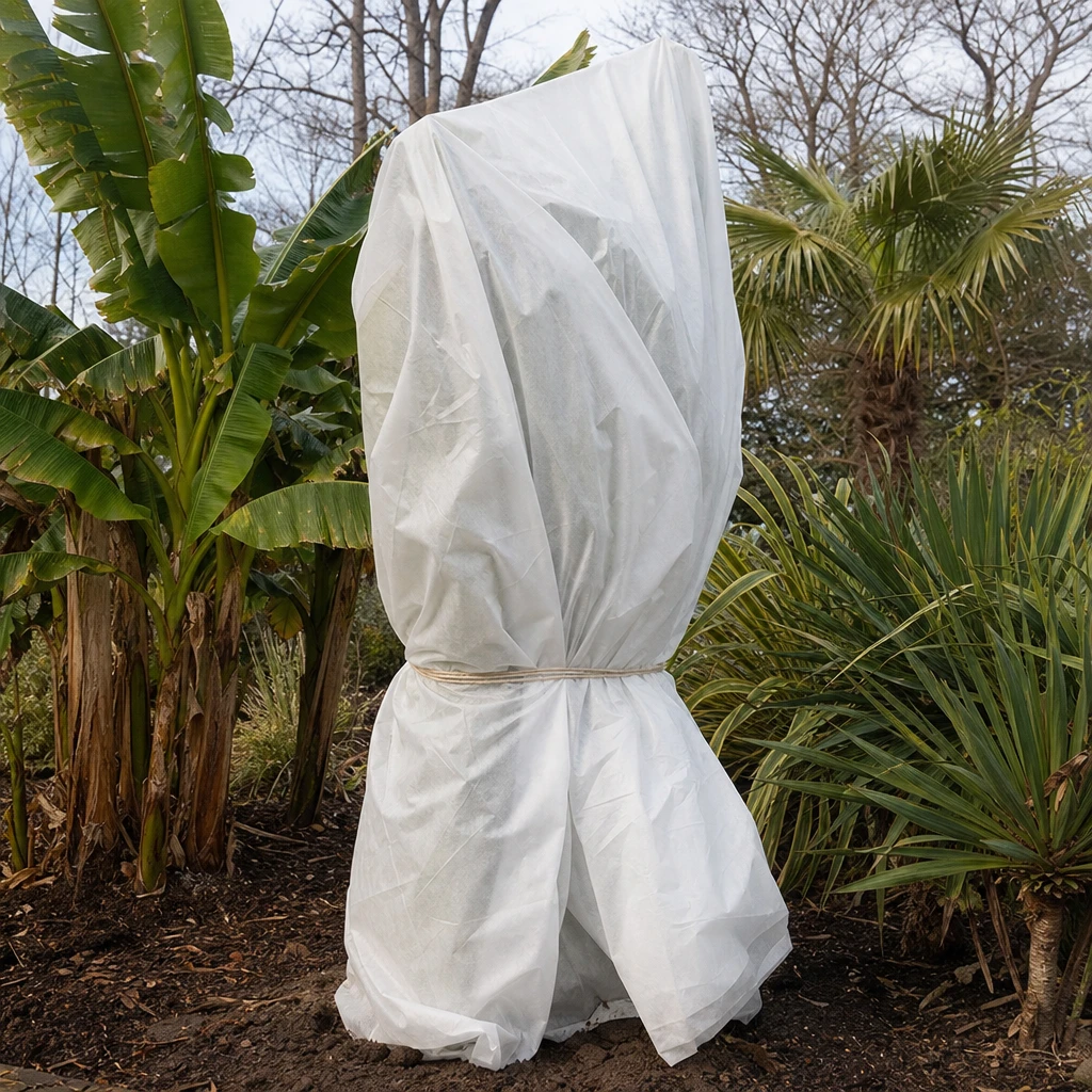 Grote Musa basjoo met brede bladeren naast een tuinvijver, foto ingezonden door klant